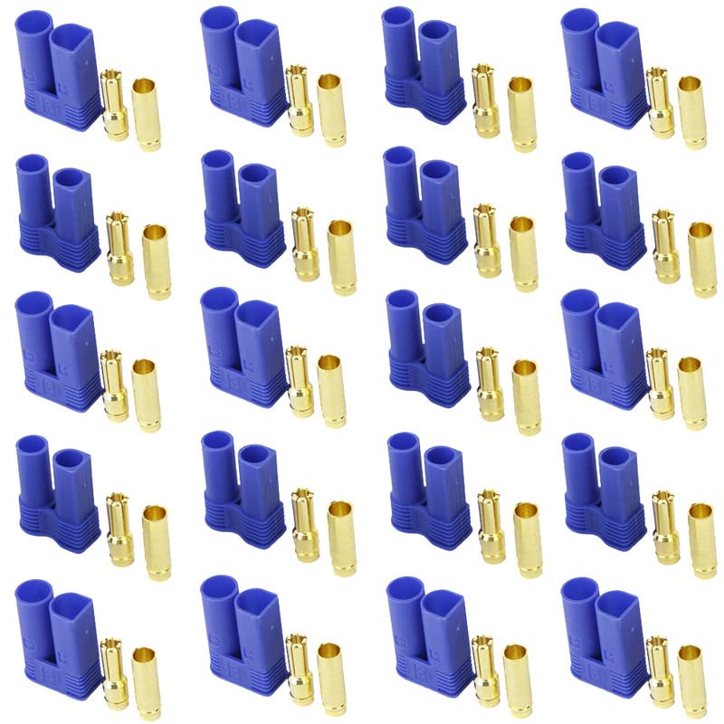 LINSYRC 10-Pack EC5 Battery Connector Adapters - Gold-Plated 5mm Banana Plug Bullet Male/Female for RC ESC LiPo Batteries