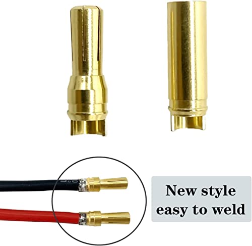 LINSYRC 10-Pack EC5 Battery Connector Adapters - Gold-Plated 5mm Banana Plug Bullet Male/Female for RC ESC LiPo Batteries