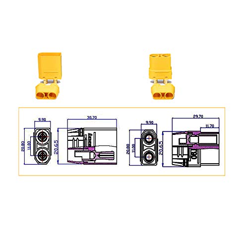 LINSYRC 5 Pairs Amass XT-90 XT90H Male and Female Connector Adapters with Plastic Housing for RC LiPo Batteries