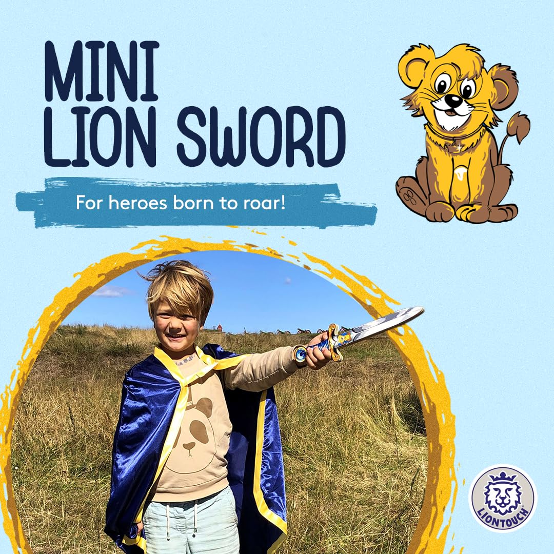 Liontouch Mini Lion Foam Sword – Blue Foam Dagger for Toddler Boys Ages 3-6, 13.8 Inches, Safe Pretend Play Knight Accessory