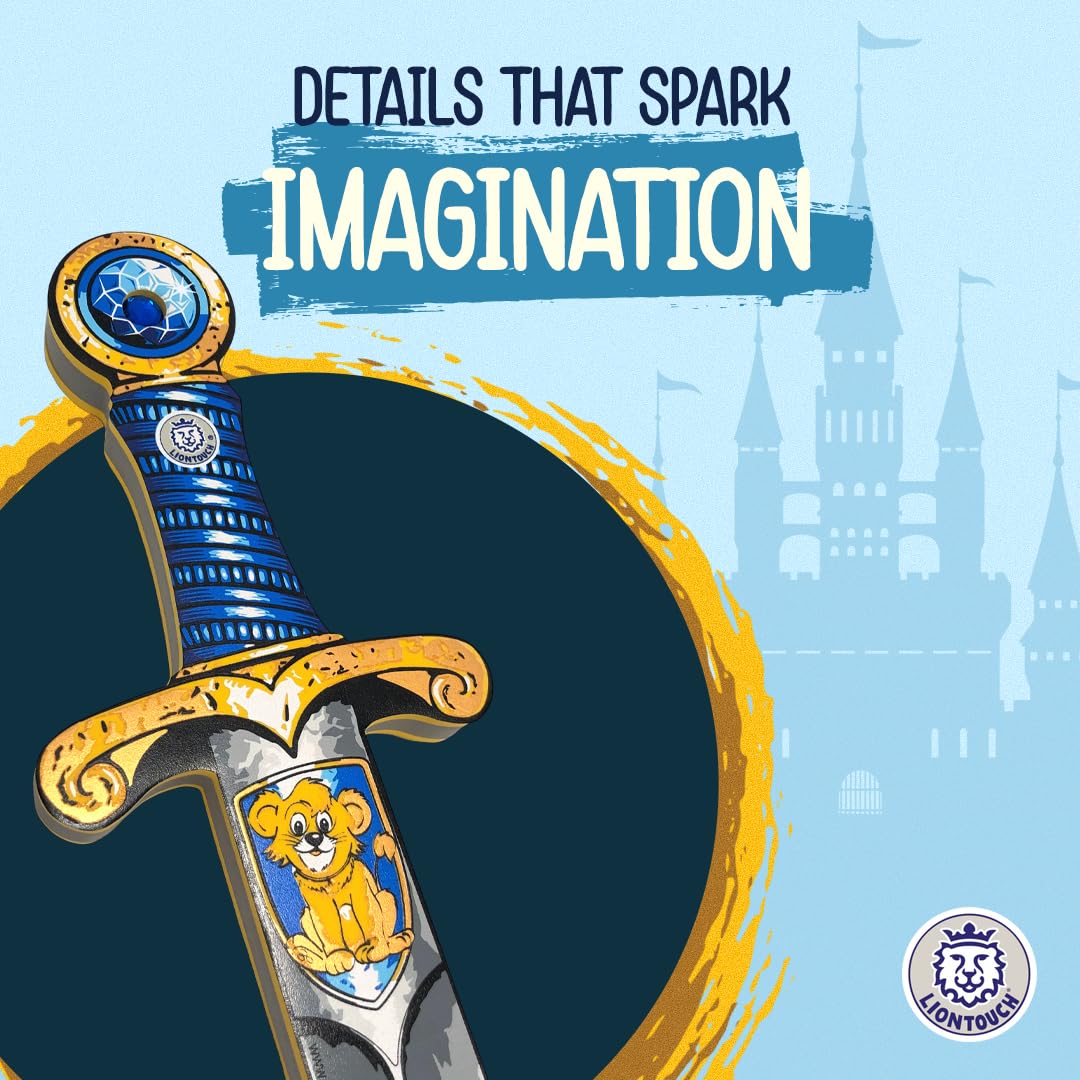 Liontouch Mini Lion Foam Sword – Blue Foam Dagger for Toddler Boys Ages 3-6, 13.8 Inches, Safe Pretend Play Knight Accessory