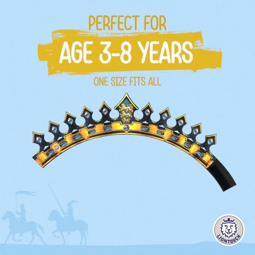 Liontouch Triple Lion King Crown – Adjustable Foam Crown for Kids 3-8, Medieval Pretend Play