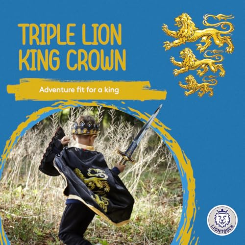 Liontouch Triple Lion King Crown – Adjustable Foam Crown for Kids 3-8, Medieval Pretend Play