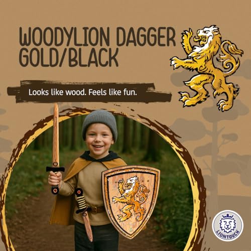 Liontouch WoodyLion Foam Sword – Gold/Black Small Toy Dagger for Kids Ages 3-6