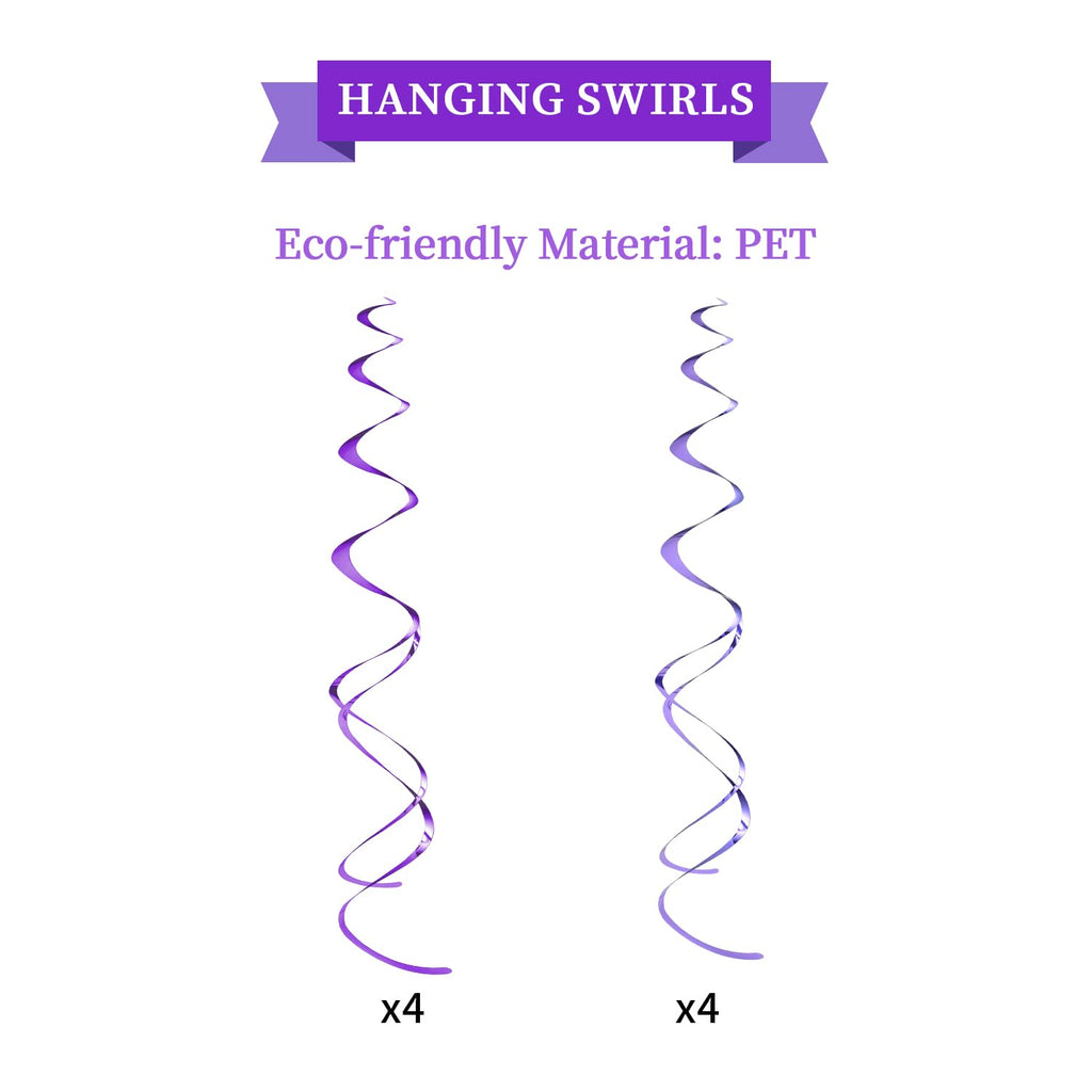 LITAUS Purple Birthday Decorations Kit – 16-Piece Set with Pre-Strung Banner, Honeycomb Balls, Garland & Swirls
