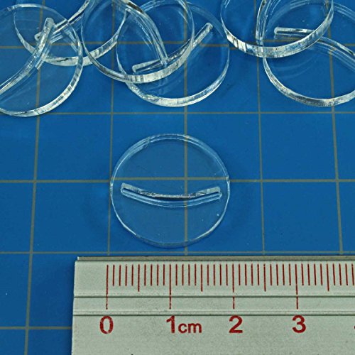 LITKO 20mm Clear Acrylic Round Bases for Paper Miniatures – Curved Slot, Set of 25 (3mm Thick)