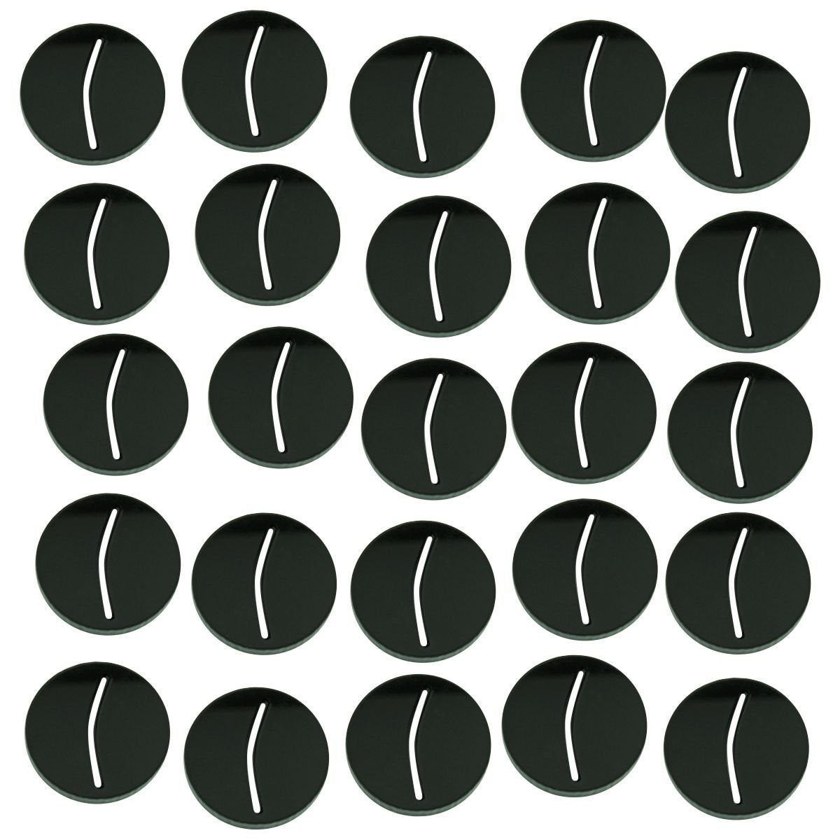 LITKO 25mm Round Black Acrylic Paper Miniature Bases | Curved Slot, 3mm Thick, Set of 25 | Compatible with D&D & Pathfinder