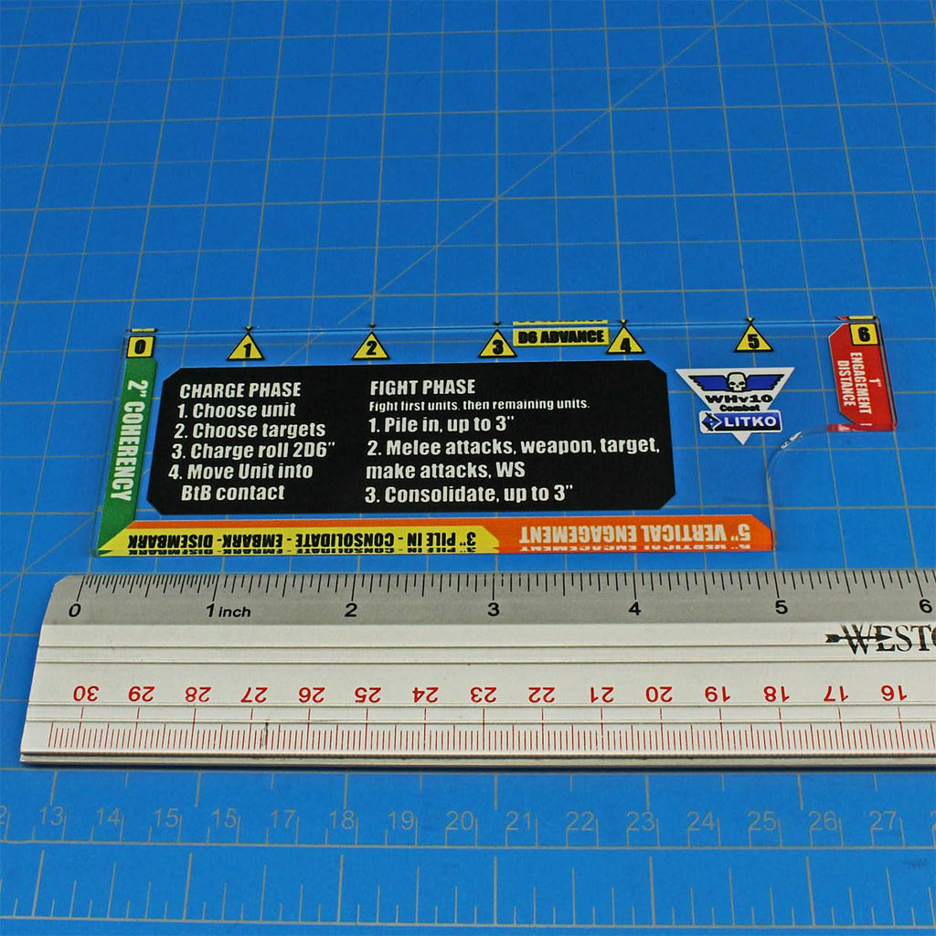 LITKO 6-Inch Combat Gauge – Clear Acrylic Warhammer 40k 10th Edition Measuring Tool