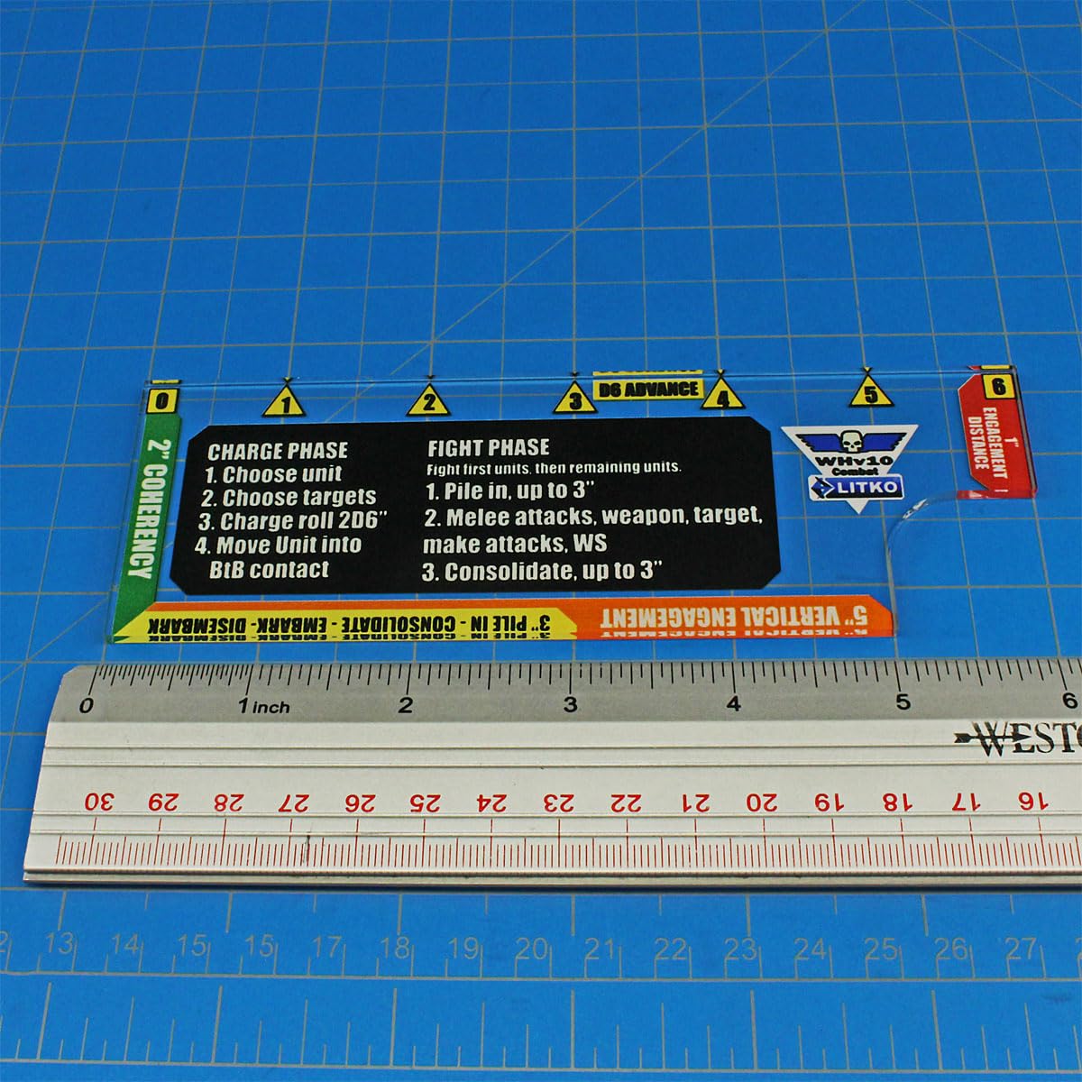 LITKO 6-Inch Combat Gauge – Clear Acrylic Warhammer 40k 10th Edition Measuring Tool