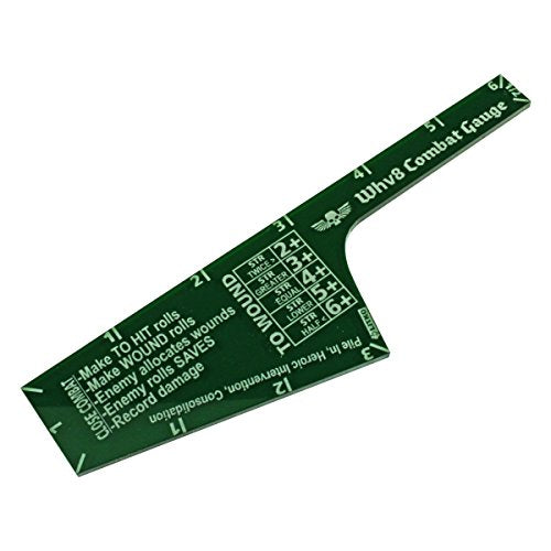 LITKO Translucent Green Close Combat Gauge for Warhammer 40K - 6" 3" 1" ½" Sides with To-Wound Table