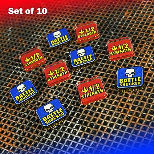 LITKO Upgrade Tokens for Warhammer 40k 10th Edition – Half-Strength, Battle Shocked, Modifier & Movement Tokens