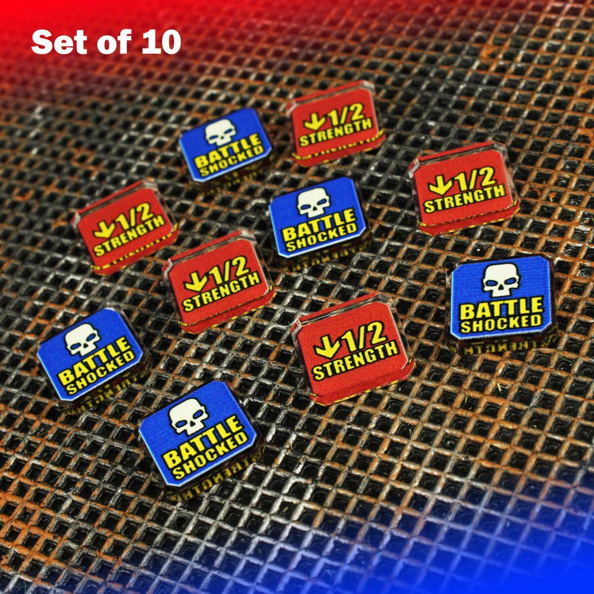 LITKO Upgrade Tokens for Warhammer 40k 10th Edition – Half-Strength, Battle Shocked, Modifier & Movement Tokens