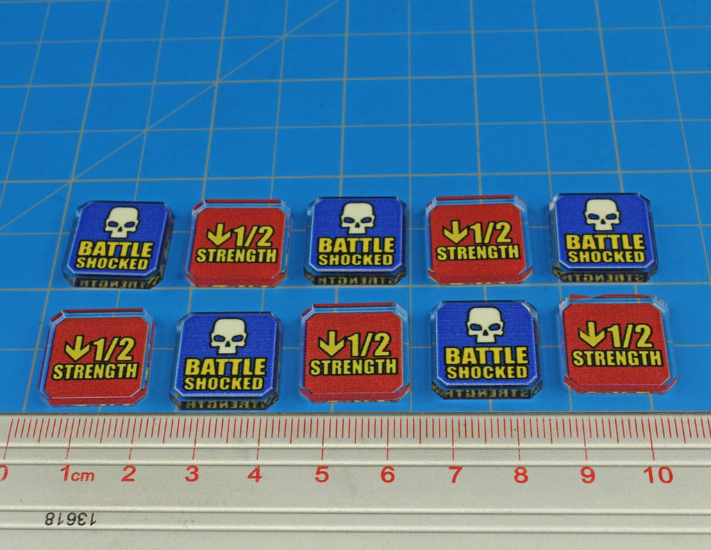 LITKO Upgrade Tokens for Warhammer 40k 10th Edition – Half-Strength, Battle Shocked, Modifier & Movement Tokens