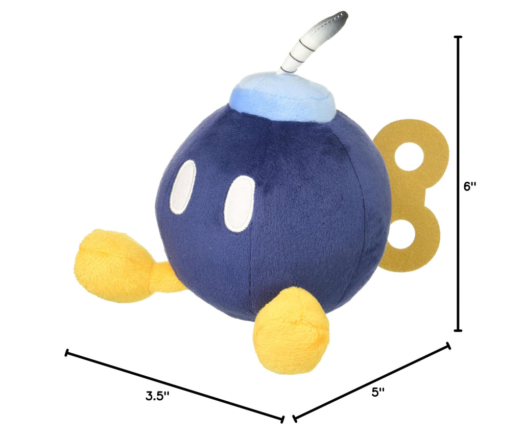 Little Buddy Super Mario All Star Collection Bob Omb Plush - 5 Inch Soft Toy