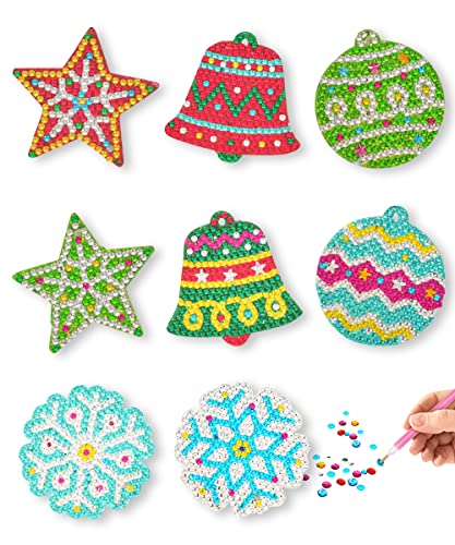 Little Jupiter Diamond Art Christmas Ornament and Magnet Kit - 8 Pieces Craft for Kids Ages 6-12