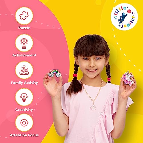Little Jupiter Unicorns & Rainbows Diamond Art Magnets Kit – 8 Wooden Magnet Crafts with Stickers and Resin Gems