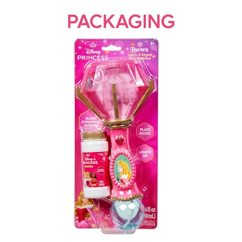 Little Kids Disney Princess Aurora Light & Sound Musical Bubble Wand with Bubble Solution