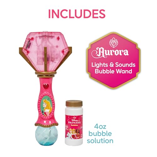 Little Kids Disney Princess Aurora Light & Sound Musical Bubble Wand with Bubble Solution