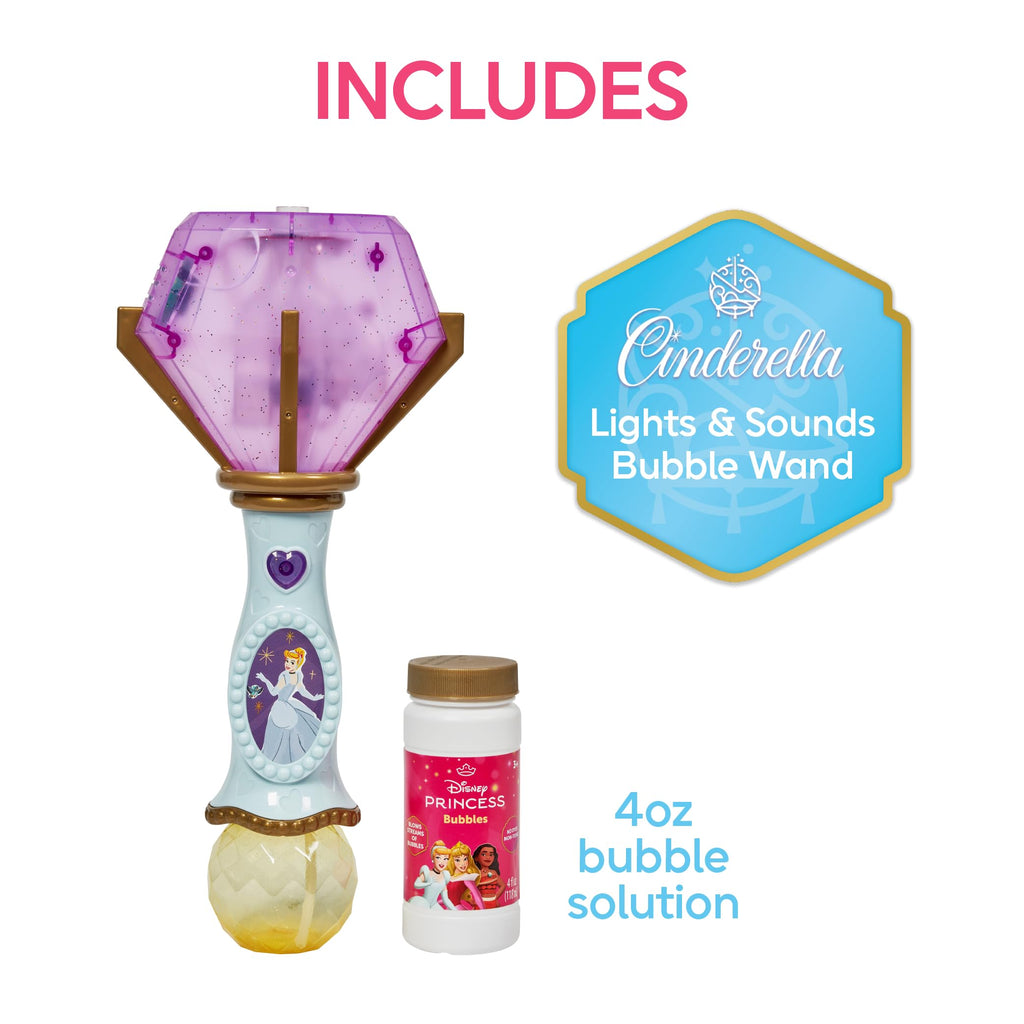 Little Kids Disney Princess Cinderella Light & Sound Bubble Wand with Bubble Solution