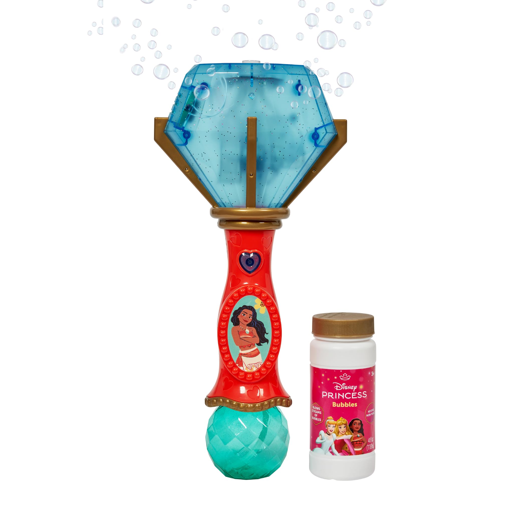 Little Kids Disney Princess Moana Light and Sound Musical Bubble Wand with Bubble Solution