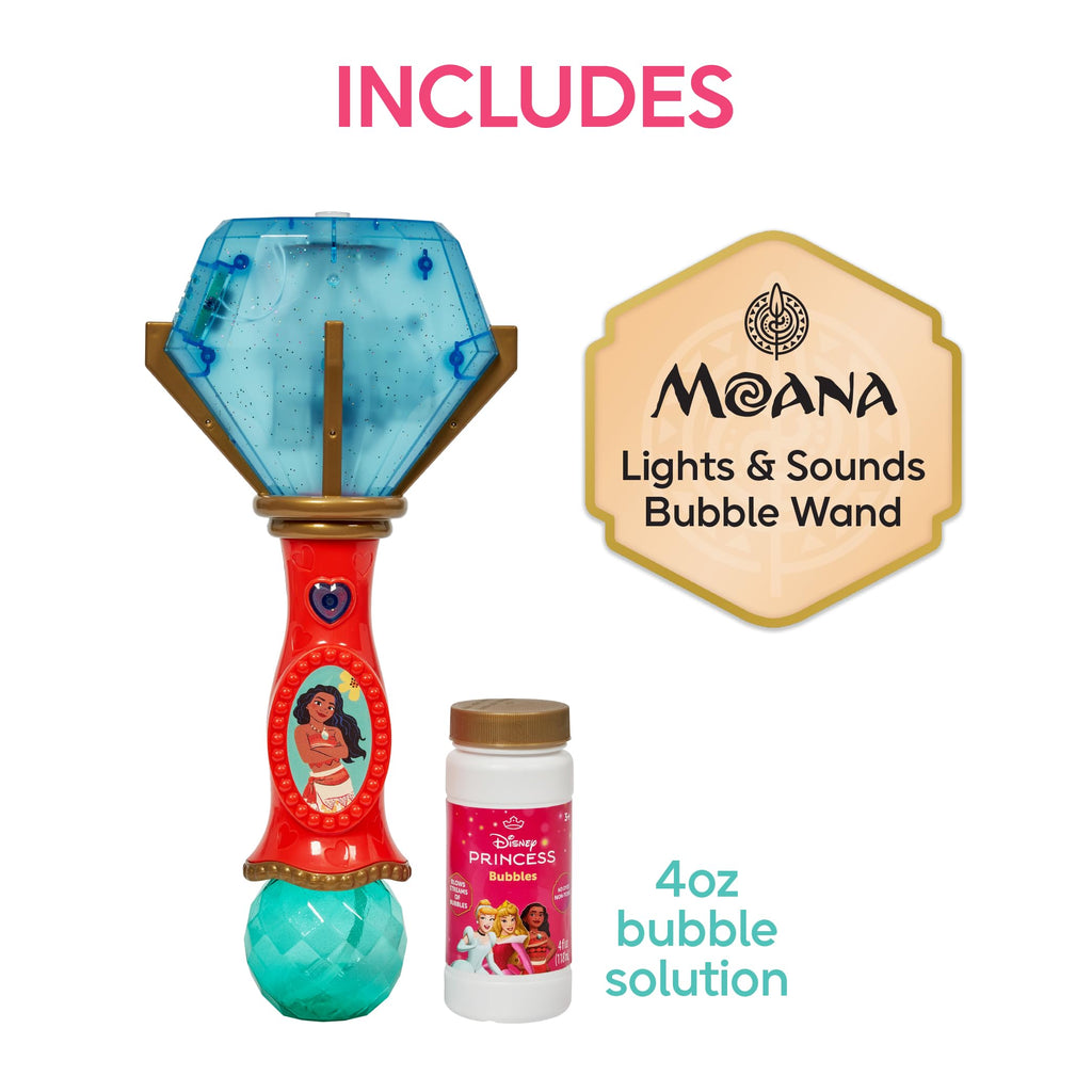 Little Kids Disney Princess Moana Light and Sound Musical Bubble Wand with Bubble Solution