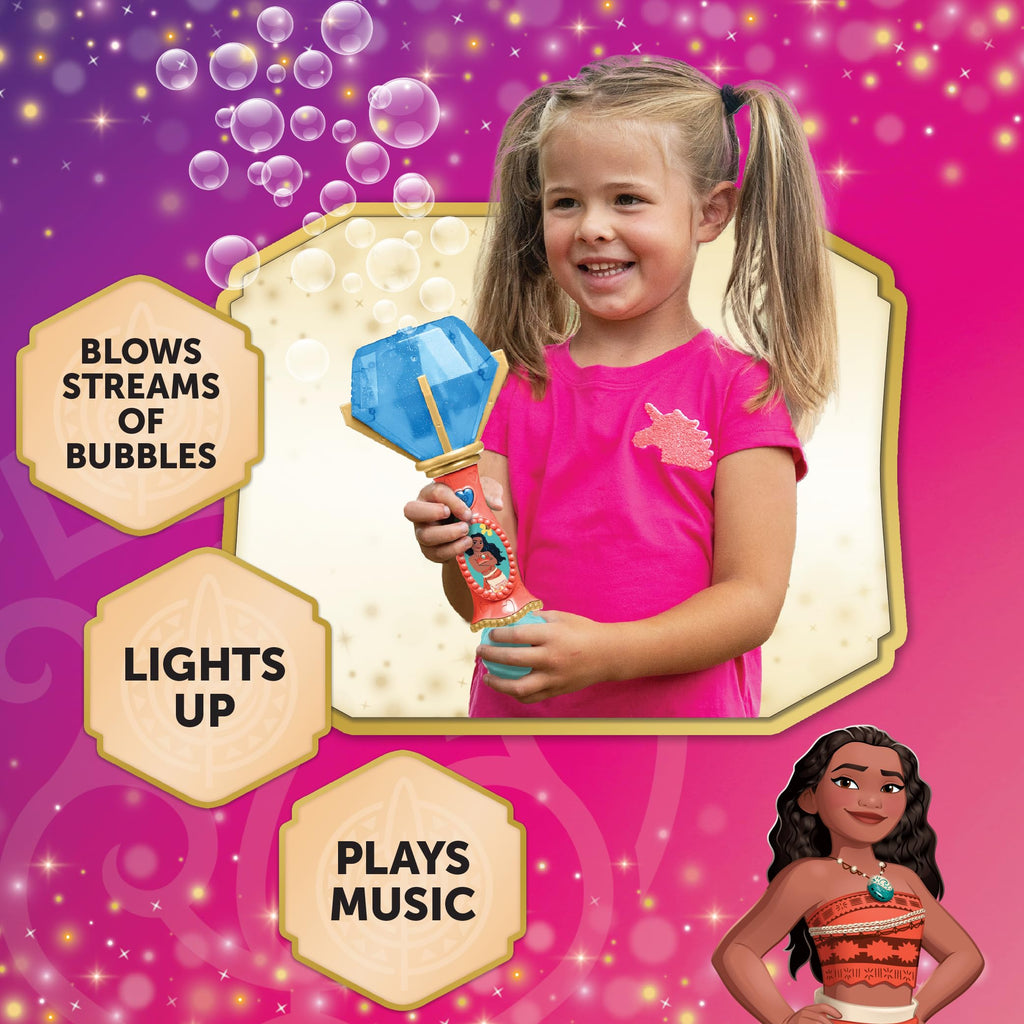 Little Kids Disney Princess Moana Light and Sound Musical Bubble Wand with Bubble Solution