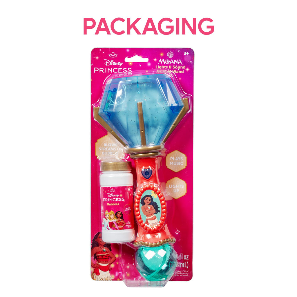 Little Kids Disney Princess Moana Light and Sound Musical Bubble Wand with Bubble Solution