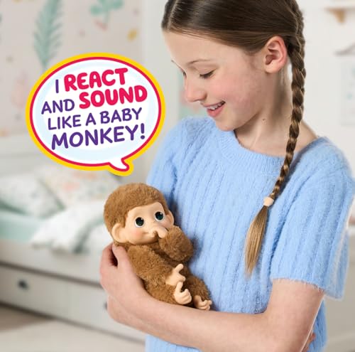 Little Live Pets Baby Monkey Minis Pepi Peach – Interactive Toy with 20+ Sounds, Grippy Hands, and Thumb-Sucking Action