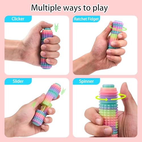 Little Ouchies Fidget Toy - All-in-One Spinner, Ratchet, Clicker, Slider, Pain Stim, Glow in the Dark for Adults ADHD Stress Relief