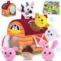 Little People Farm Sensory Toy Set for Infants 0-12 Months – Soft Barn with 6 Plush Animals, Crinkle, Rattle, Squeaker, Mirror – Montessori Learning, Gift for Baby
