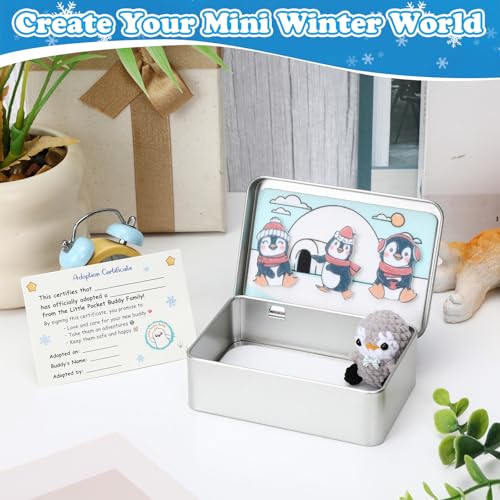 Little Pocket Penguin – Mini Gray Penguin in Tin Box with Adoption Certificate, Pocket-Sized Winter Collectible & Thoughtful Gift