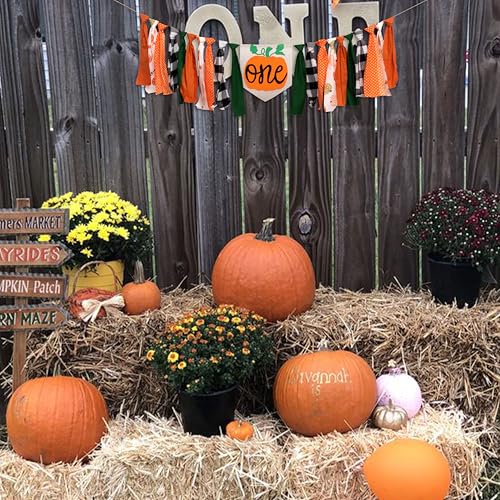 Little Pumpkin Highchair Banner - 81" Linen Garland for Fall First Birthday, Cake Smash & Autumn Party Decor