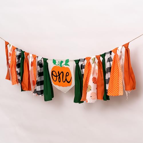 Little Pumpkin Highchair Banner - 81" Linen Garland for Fall First Birthday, Cake Smash & Autumn Party Decor