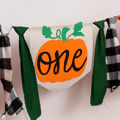 Little Pumpkin Highchair Banner - 81" Linen Garland for Fall First Birthday, Cake Smash & Autumn Party Decor