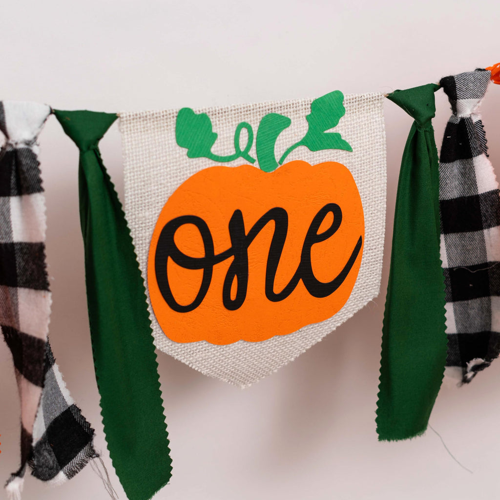 Little Pumpkin Highchair Banner - 81" Linen Garland for Fall First Birthday, Cake Smash & Autumn Party Decor