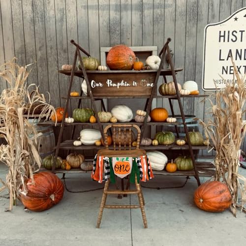 Little Pumpkin Highchair Banner - 81" Linen Garland for Fall First Birthday, Cake Smash & Autumn Party Decor