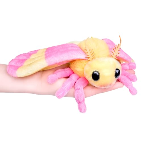 Little Rosy Maple Moth Plush Toy - Realistic Rosy Maple Moths Stuffed Animal Keychain, Cute Plushie Gift