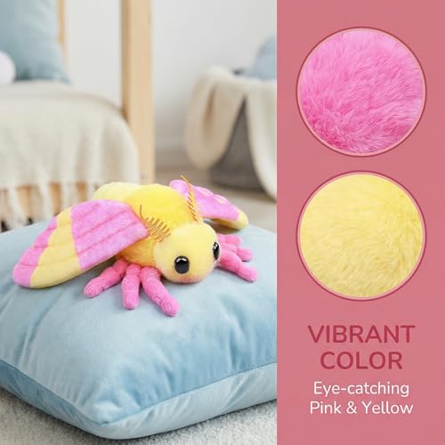 Little Rosy Maple Moth Plush Toy - Realistic Rosy Maple Moths Stuffed Animal Keychain, Cute Plushie Gift