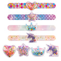 Little World 4-Pack Glitter Shaker Slap Bracelets: Unicorn Silicone Wristbands for Girls' Party Favors