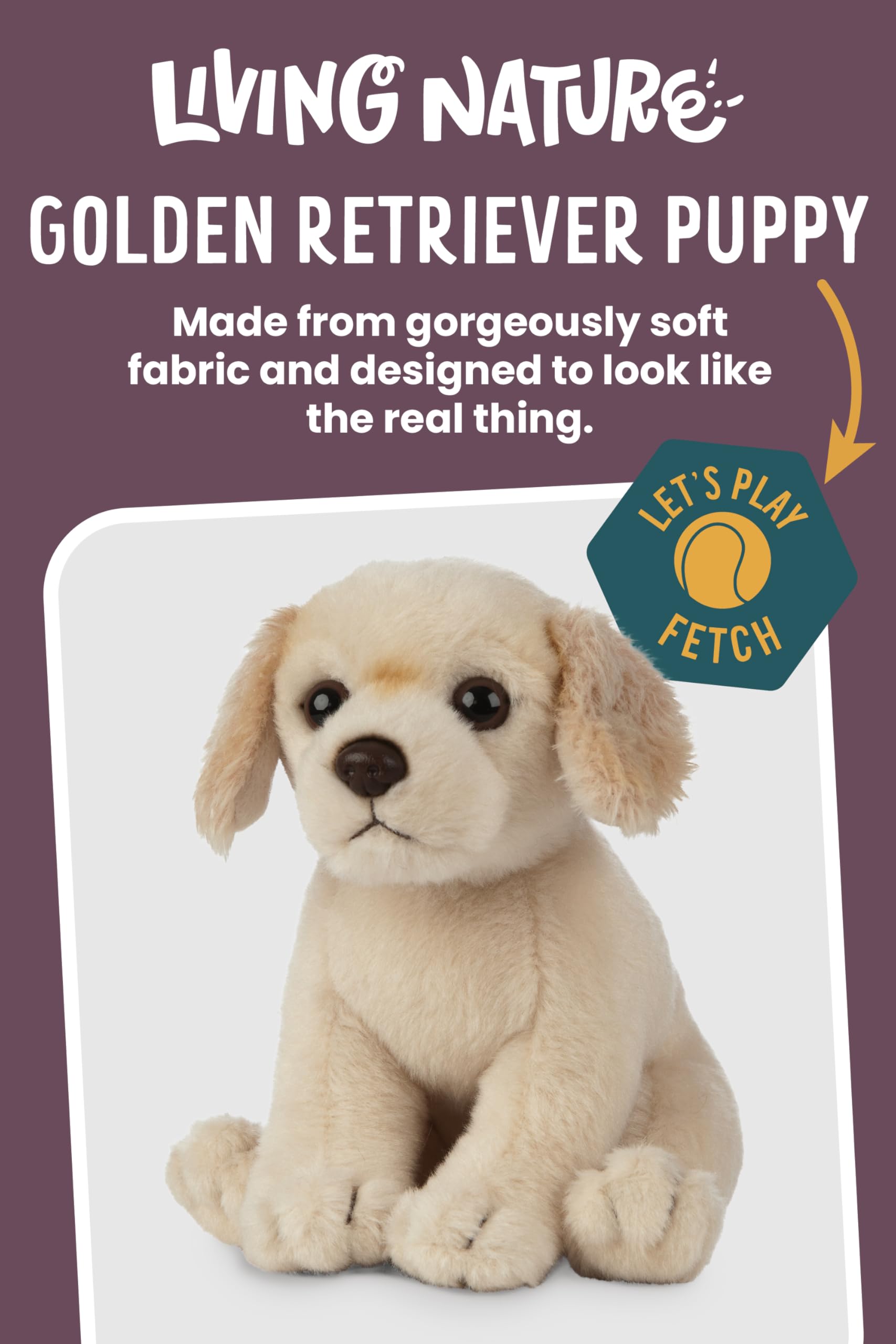 Living Nature Golden Retriever Puppy Plush Toy – 6-Inch Eco-Friendly Soft Toy with Realistic Detailing