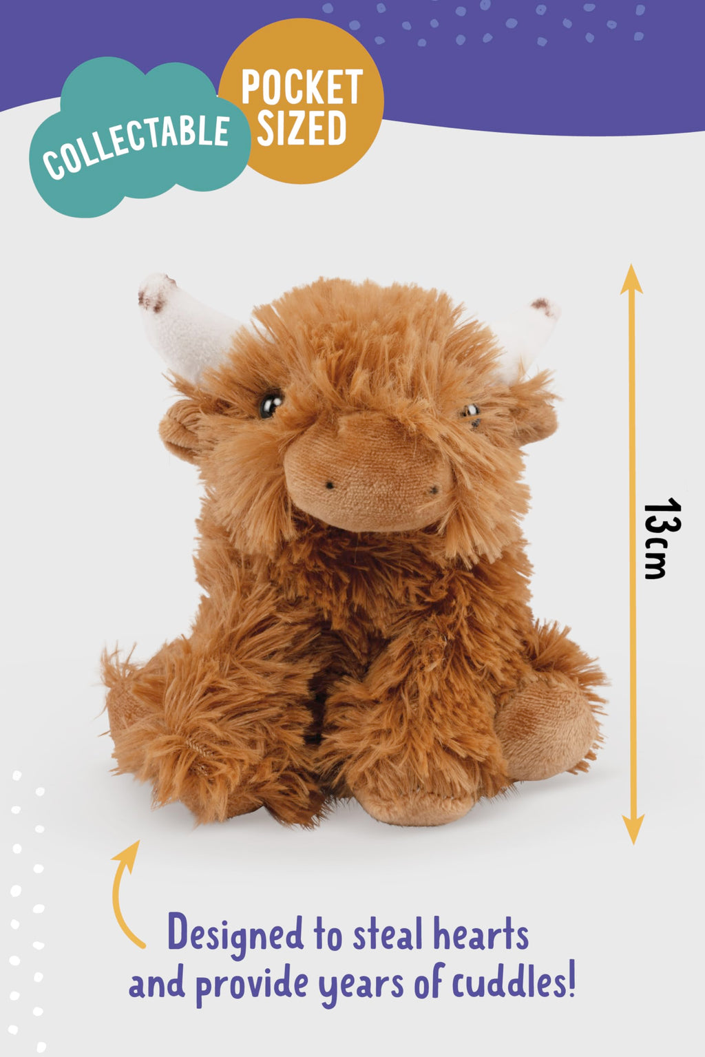 Living Nature Little Highland Cow Plush Toy – 5-Inch Eco-Friendly Stuffed Animal from Recycled Bottles