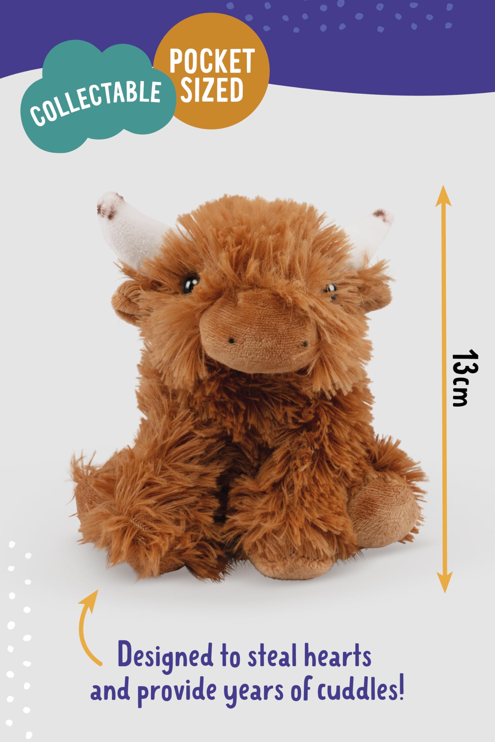 Living Nature Little Highland Cow Plush Toy – 5-Inch Eco-Friendly Stuffed Animal from Recycled Bottles