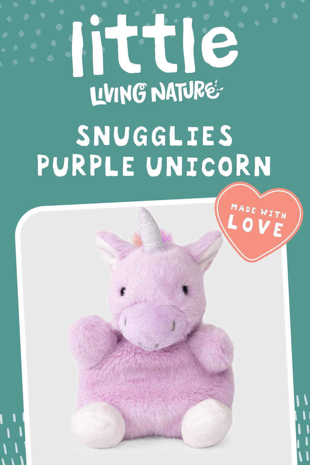 Living Nature Little Snugglies Purple Unicorn Plush Toy - Mini Collectible Stuffed Animal
