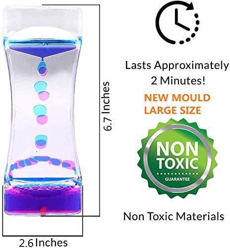 LIVOND Liquid Motion Bubbler Timer 2 Minute – Calming Sensory Toy for Kids with Autism, ADHD, Anxiety (Single Pack)