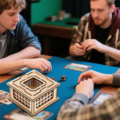 LKKCHER DESIGN Wooden Dice Prison Box – Lattice Barred Dice Jail for DND