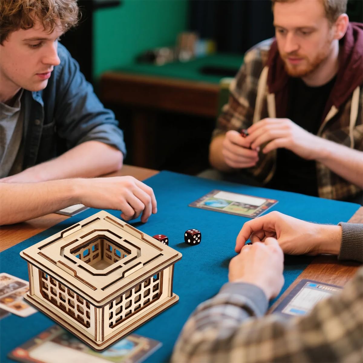 LKKCHER DESIGN Wooden Dice Prison Box – Lattice Barred Dice Jail for DND