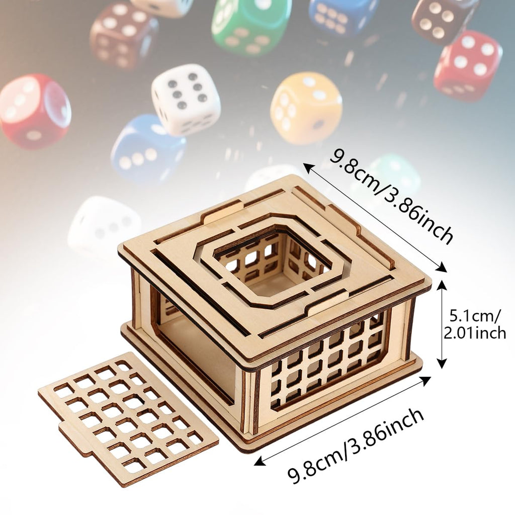LKKCHER DESIGN Wooden Dice Prison Box – Lattice Barred Dice Jail for DND