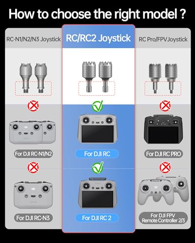 LKTOP 3 Pairs Joystick Sticks for DJI RC/RC2 – Aerospace Aluminum Replacement for Mini 3, Air 3, Mavic 3 & More