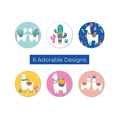 Llama Party Stickers - 250 Festive Desert Event Decals, 1.5" Round - SBLABELS