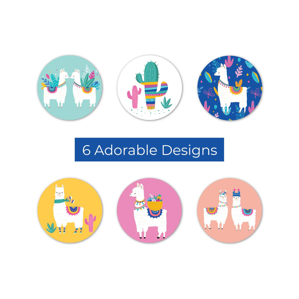 Llama Party Stickers - 250 Festive Desert Event Decals, 1.5" Round - SBLABELS
